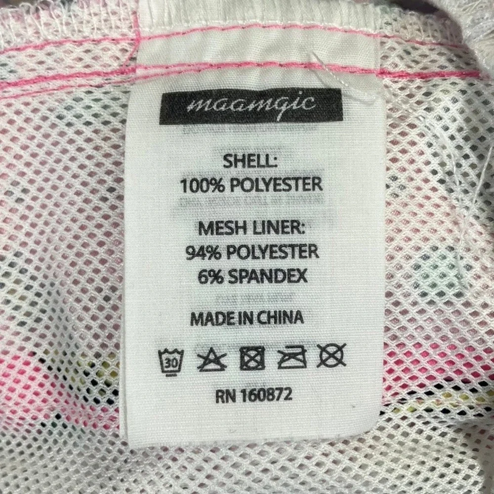 Maamgic Mens XS Pink Pineapple Palm Retro Swim Trunks Mesh Liner